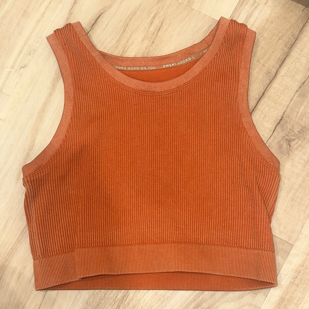 Aerie Warm Orange Ribbed Crop Top